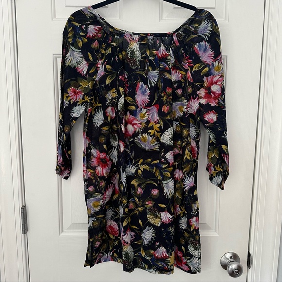 NWT J.Crew Navy Floral Swim Beach Tunic Cover Up Blouse Lightweight Cotton Sz S - Picture 5 of 7